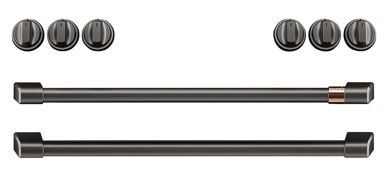 Café Induction Range Brushed Black Knobs and Handles Set - CXFCHHKPMBT|Ensemble de poignées et de boutons noir brossé pour cuisinière à induction Café - CXFCHHKPMBT|CXFCHHBT