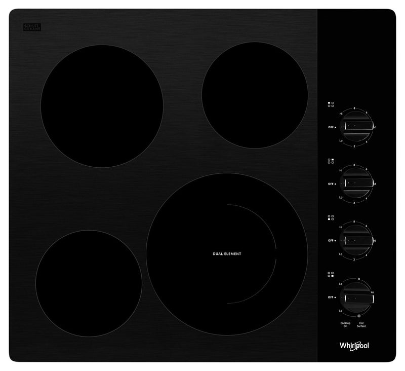 Whirlpool 24-Inch Compact Electric Ceramic Glass Cooktop - WCE55US4HB|Surface de cuisson électrique compacte Whirlpool 24 po en vitrocéramique - WCE55US4HB|WCE554HB