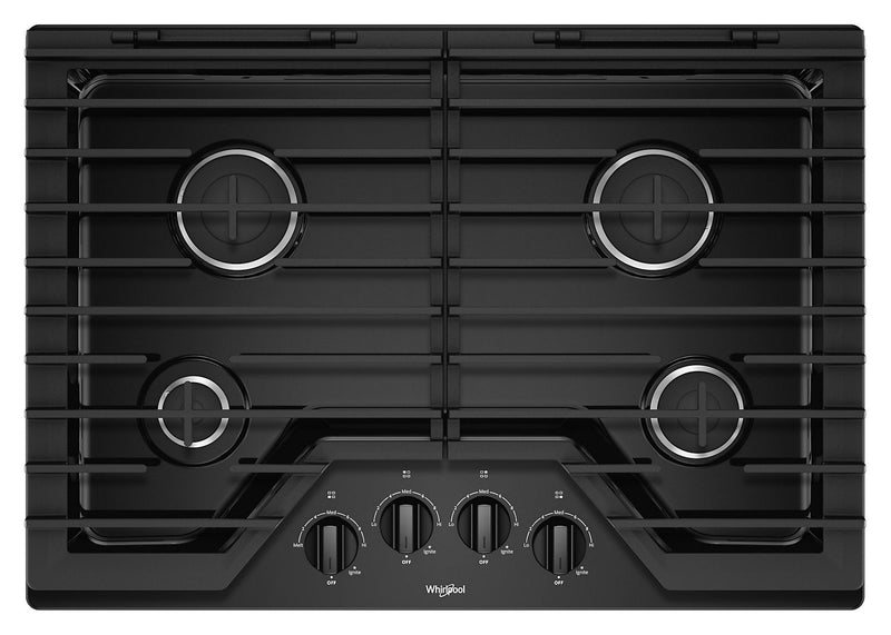 Whirlpool 30" Gas Cooktop with EZ-2-Lift™ Hinged Cast-Iron Grates - WCG55US0HB|Surface de cuisson à gaz Whirlpool 30 po avec grille en fonte à charnières EZ-2-LiftMC - WCG55US0HB|WCG55U0B