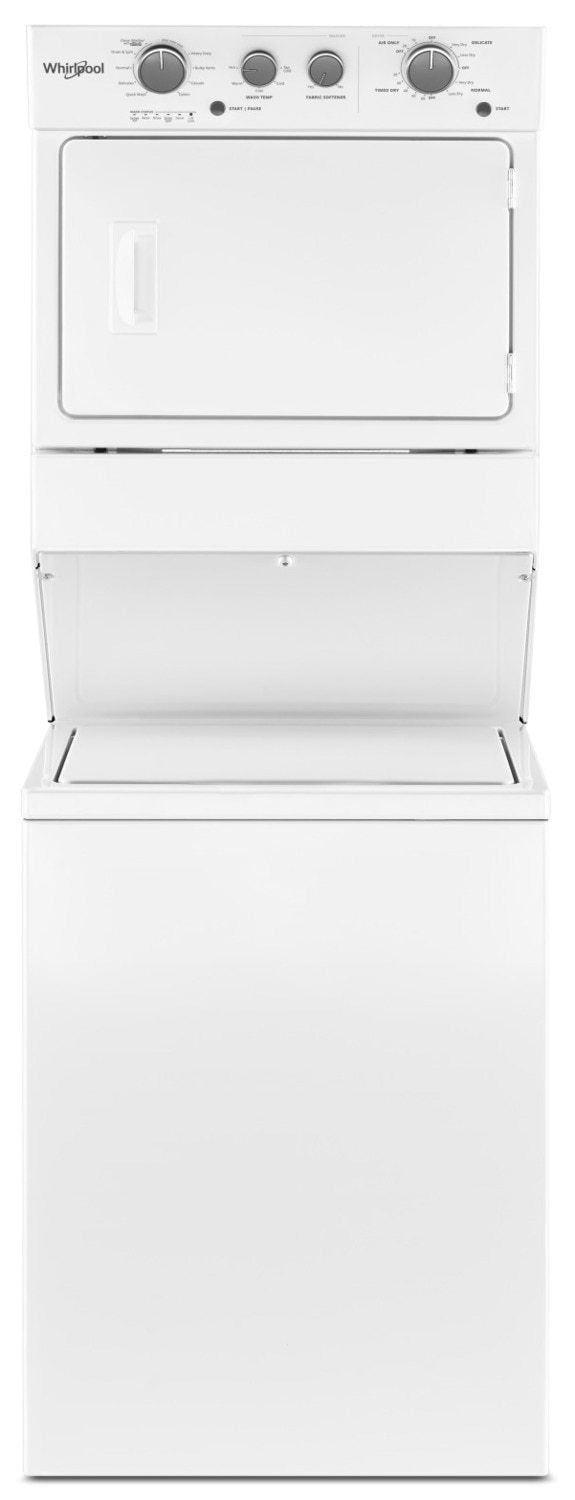 Whirlpool 4.0 cu.ft Electric Stacked Laundry Centre 9 Wash cycles and AutoDry™|Laveuse/sécheuse électriques superposées Whirlpool 4,0 pi3 à 9 cycles de lavage - YWET4027HW|YWET427H