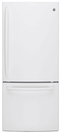 GE 20.9 Cu. Ft. Bottom-Freezer Refrigerator – GBE21AGKWW|Réfrigérateur GE de 20,9 pi³ à congélateur inférieur – GBE21AGKWW|GBE21AKW