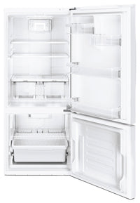 GE 20.9 Cu. Ft. Bottom-Freezer Refrigerator – GBE21AGKWW|Réfrigérateur GE de 20,9 pi³ à congélateur inférieur – GBE21AGKWW|GBE21AKW