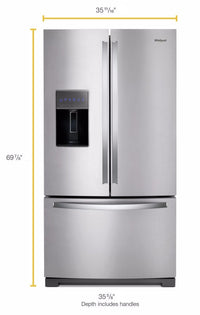 Whirlpool 27 Cu. Ft. French-Door Refrigerator in Fingerprint-Resistant Stainless Steel - WRF757SDHZ|Réfrigérateur Whirlpool de 27 pi³ à portes françaises - WRF757SDHZ|WRF757HZ