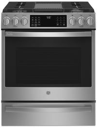 GE Profile 5.6 Cu. Ft. Front-Control Freestanding Gas Range - PCGS930YPFS | Cuisinière à gaz amovible GE ProfileMC de 5,6 pi3 avec commandes à l’avant - PCGS930YPFS | PCGS93FS