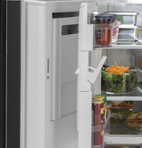 GE 25.5 Cu. Ft. French-Door Refrigerator with Exterior Ice and Water - GFE26JMMES | Réfrigérateur GE 25,5 pi³ à portes françaises, distributeur d’eau et de glaçons externe - GFE26JMMES | GFE26JME