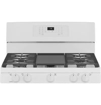 GE 5.0 Cu. Ft. Freestanding Gas Convection Range with No-Preheat Air Fry - JCGB735DPWW | Cuisinière à gaz amovible GE 5,0 pi3 à convection avec friture à air sans préchauffage - JCGB735DPWW | JCGB735W