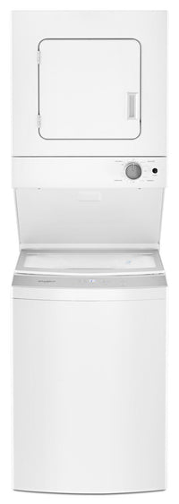 Whirlpool 1.8 Cu.Ft Electric Stacked Laundry with Impeller and Soft-Close Glass Lid Centre Controls- YWET4024HW|Laveuse/sécheuse électriques superposées Whirlpool de 1,8 pi3 - YWET4024HW|YWET424H